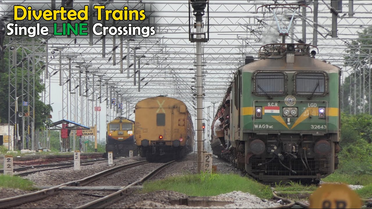 Diverted TRAINS | Single LINE Crossings | Green WAG-9 with RED LHB | Grand Trunk Express & More | IR