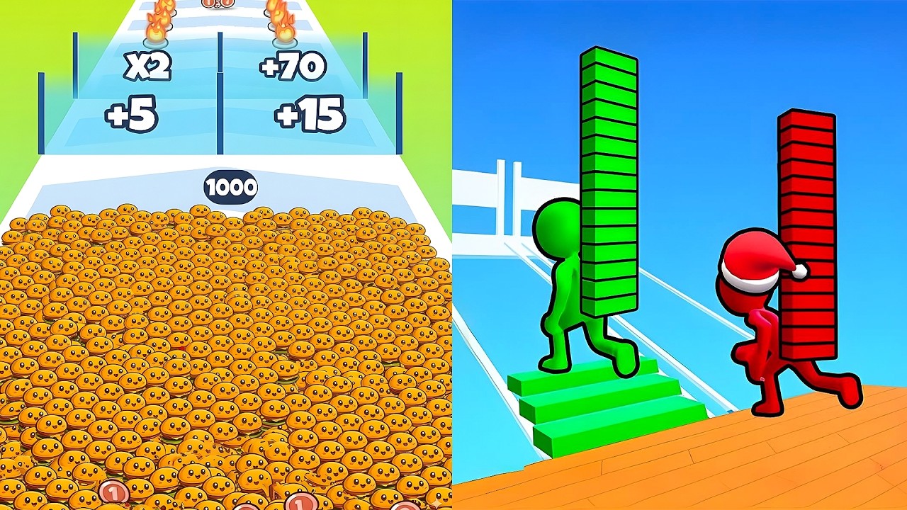 Food Run vs Bridge Race  💥 MAX LEVELS in the New 2025 Update!