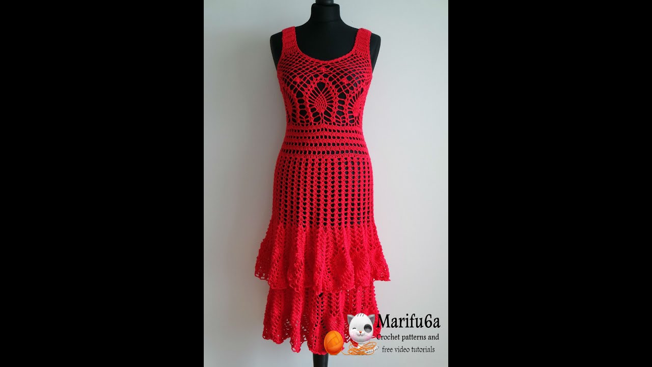 How to crochet red pineapple dress  by marifu6a