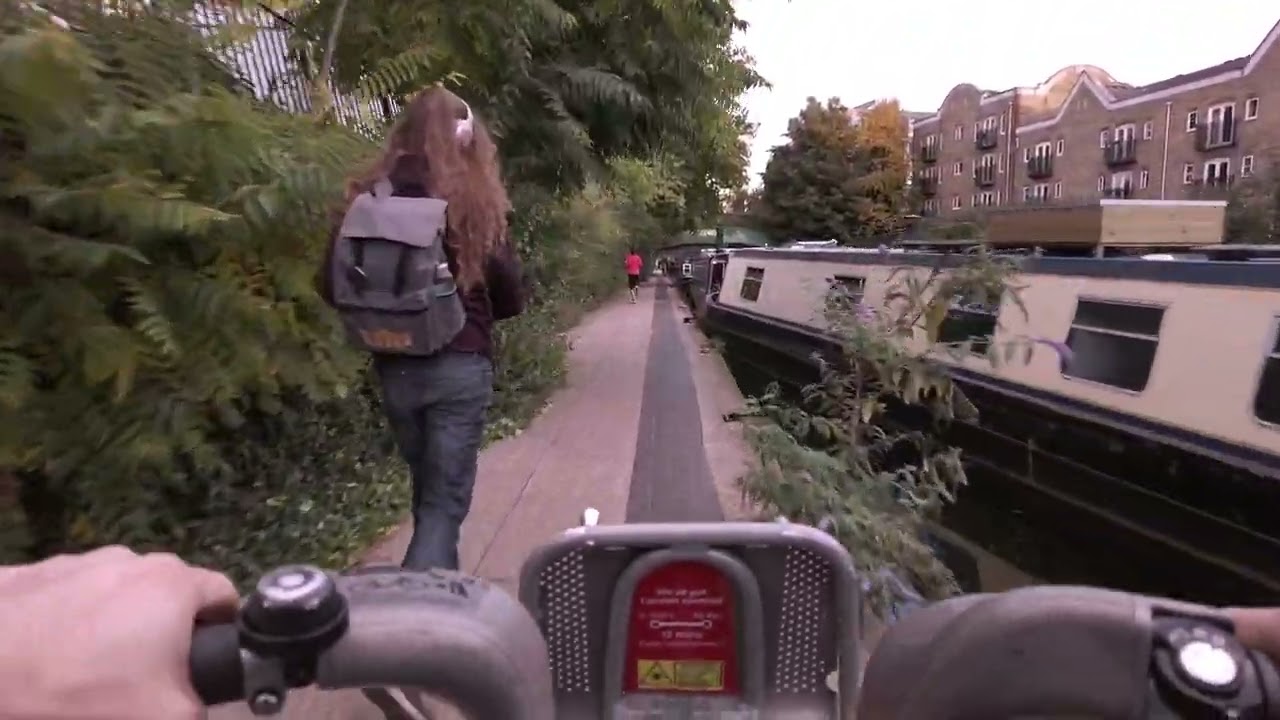 Bike ride along the Regent's Canal in London, UK
