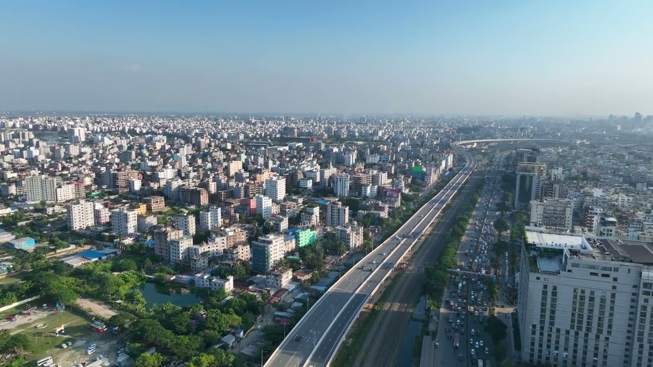 Airport Road, Dhaka,Bangladesh 4k Aerial footage ll  Free 4k Drone Video no Copyright (Hakaluki)