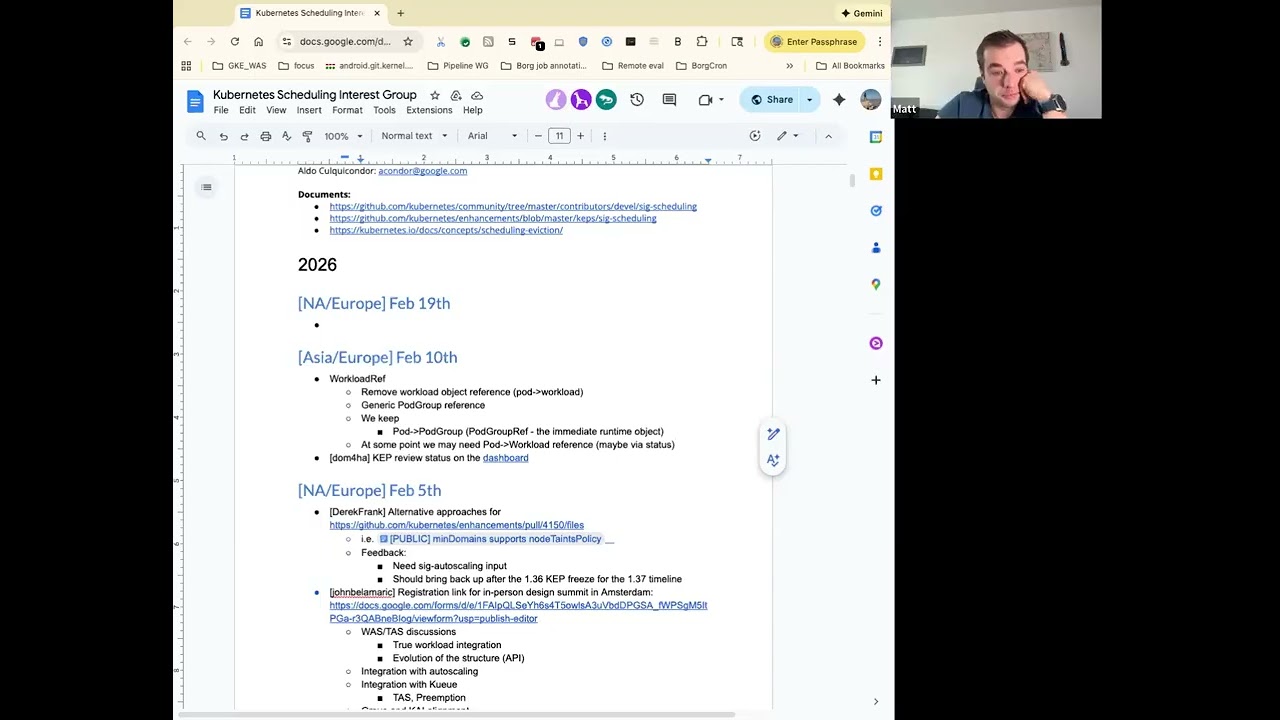SIG Scheduling Meeting for 2026-02-10