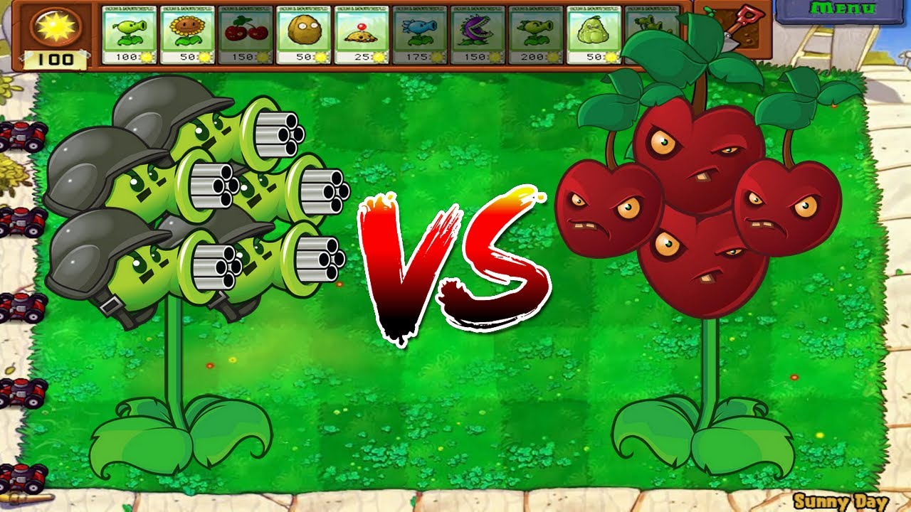 PvZ Hack - All Red Cherry Bomb Boom Gatling Pea Team Battle