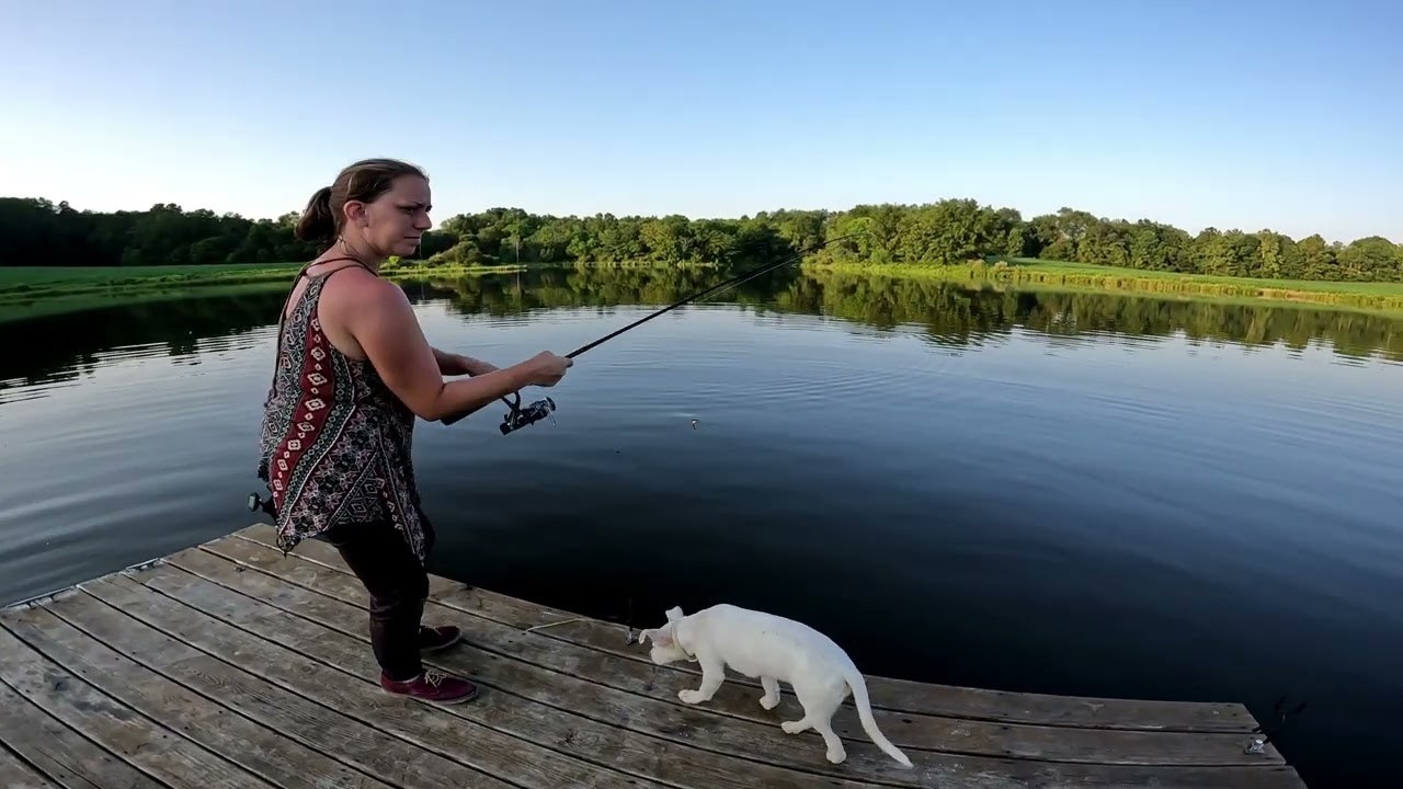 Fishing with Maria at the Family Pond.