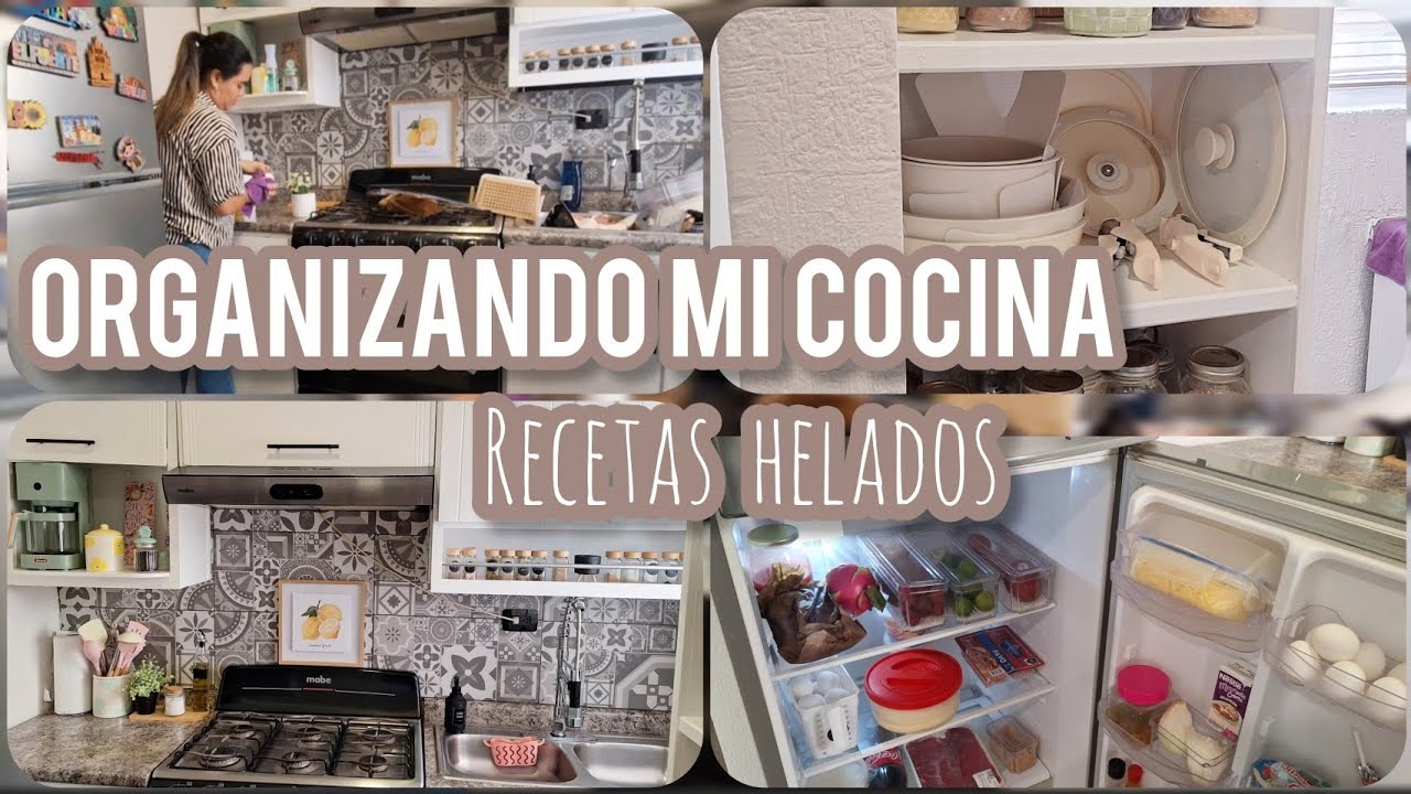 ORGANIZANDO Y LIMPIANDO MI COCINA🫧 HUMILDE PERO BONITA🫶🏻RECETA DE HELADOS✅️ MI ALACENA NUEVA LIMPIA🫧