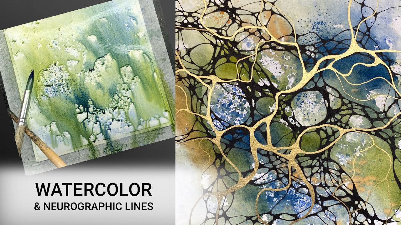 Abstract WATERCOLOR & Neurographic Inspired Ink Lines - 382