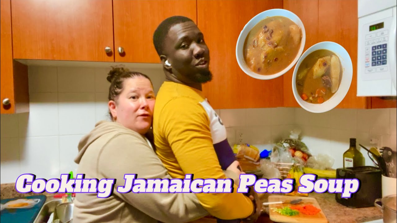 COOKING JAMAICAN PEAS SOUP WITH BEEF FOR THE FIRST TIME TOGETHER| must watch