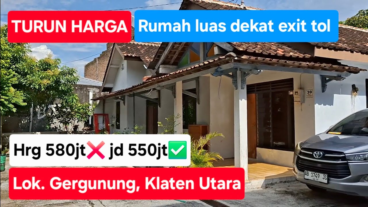 TURUN HARGA rumah lokasi strategis SHM luas 210m².Hrg 580jt❌️ jd 550jt✅️.Lok Gergunung, Klaten Utara