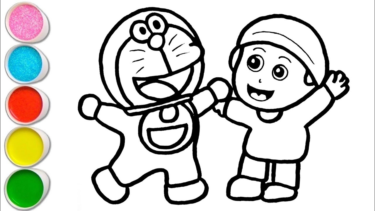 Cute Doraemon with Pocoyo Drawing, Painting and Coloring For Kids and Toddlers_ Doraemon Drawing 