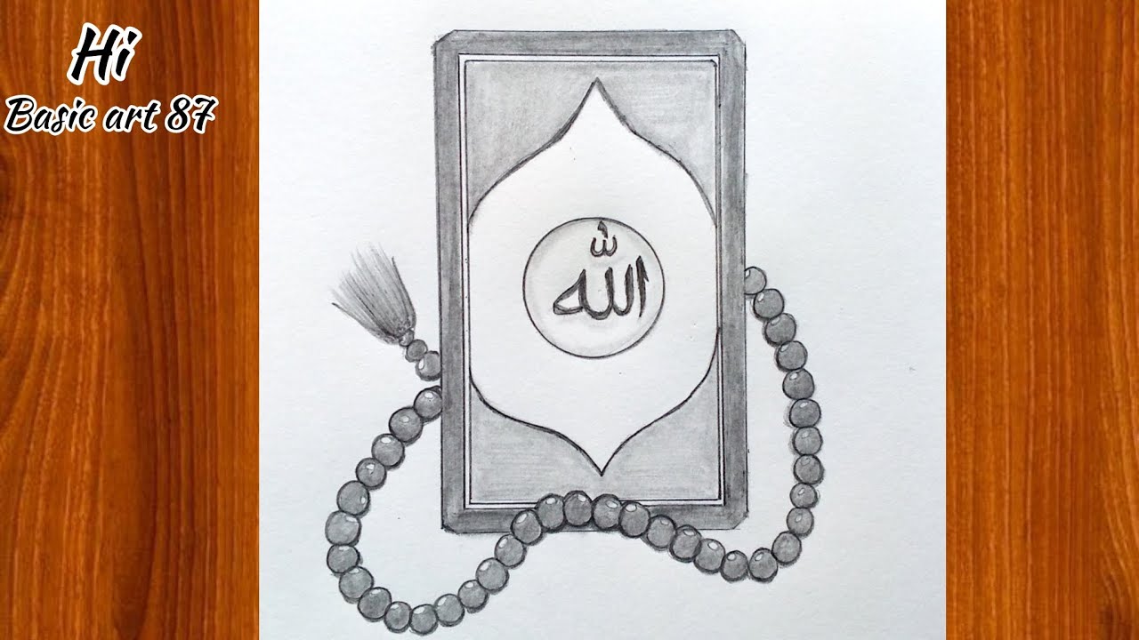 How to draw a Quran with Tasbeeh - pencil sketch / Beautiful Quran Drawing Tutorial Step By Step 