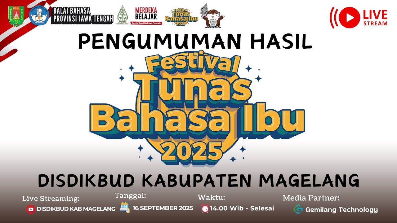 🔴 LIVE - PENGUMUMAN HASIL FTBI JENJANG SD DISDIKBUD KABUPATEN MAGELANG TAHUN 2025