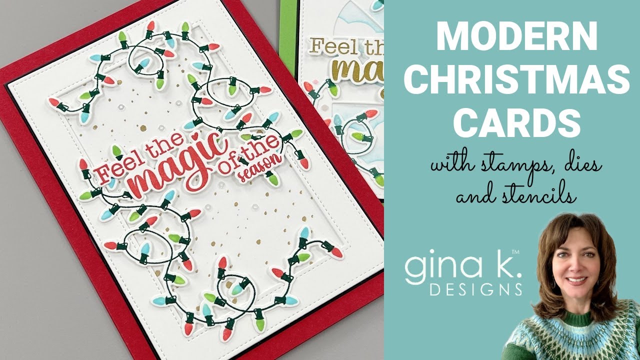 Modern Christmas Cards with Stamps, Dies and Stencils