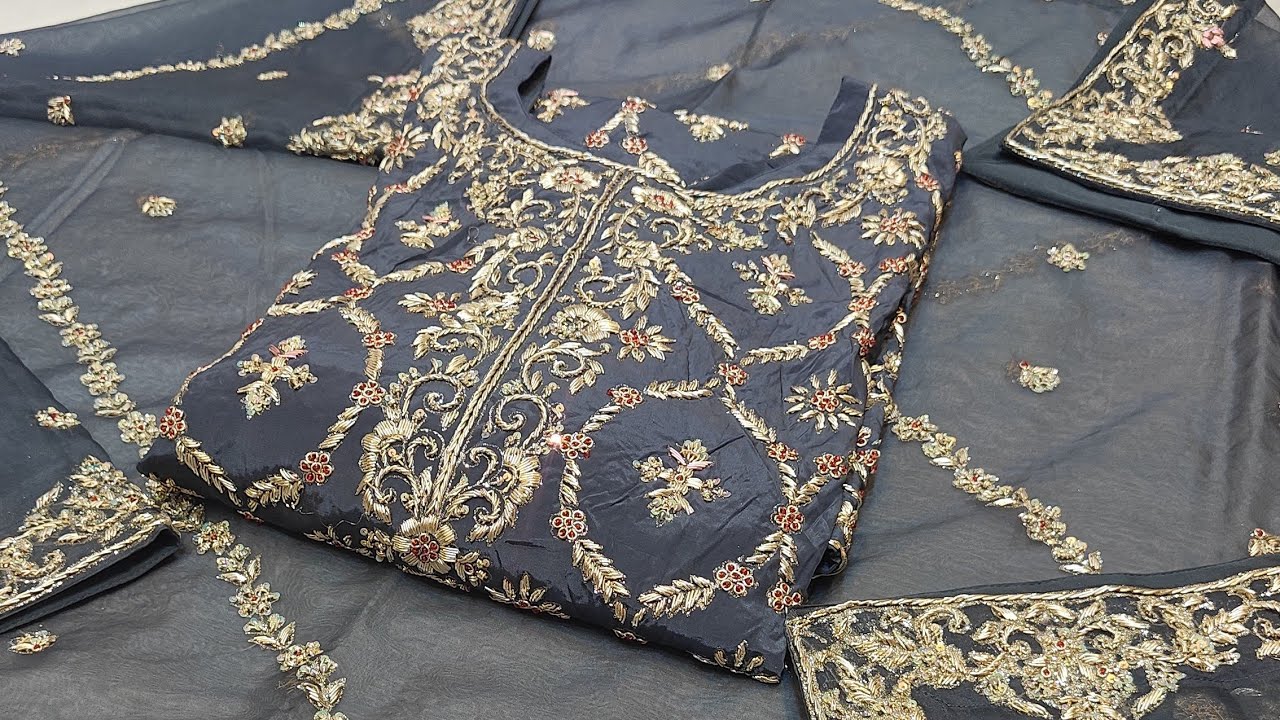 NEW Jaal Design Zardozi Suit Crafted from Luxurious Crape Fabric