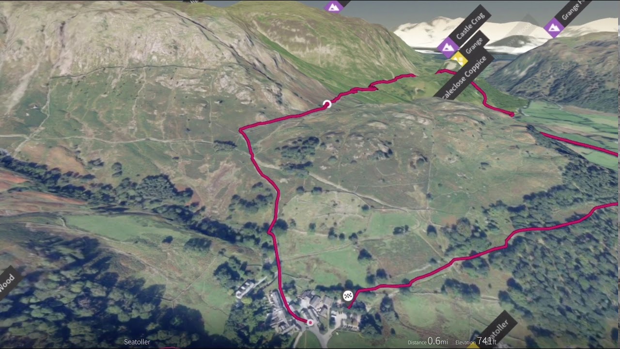 Seatoller and Borrowdale, Lake District - 3D fly-through