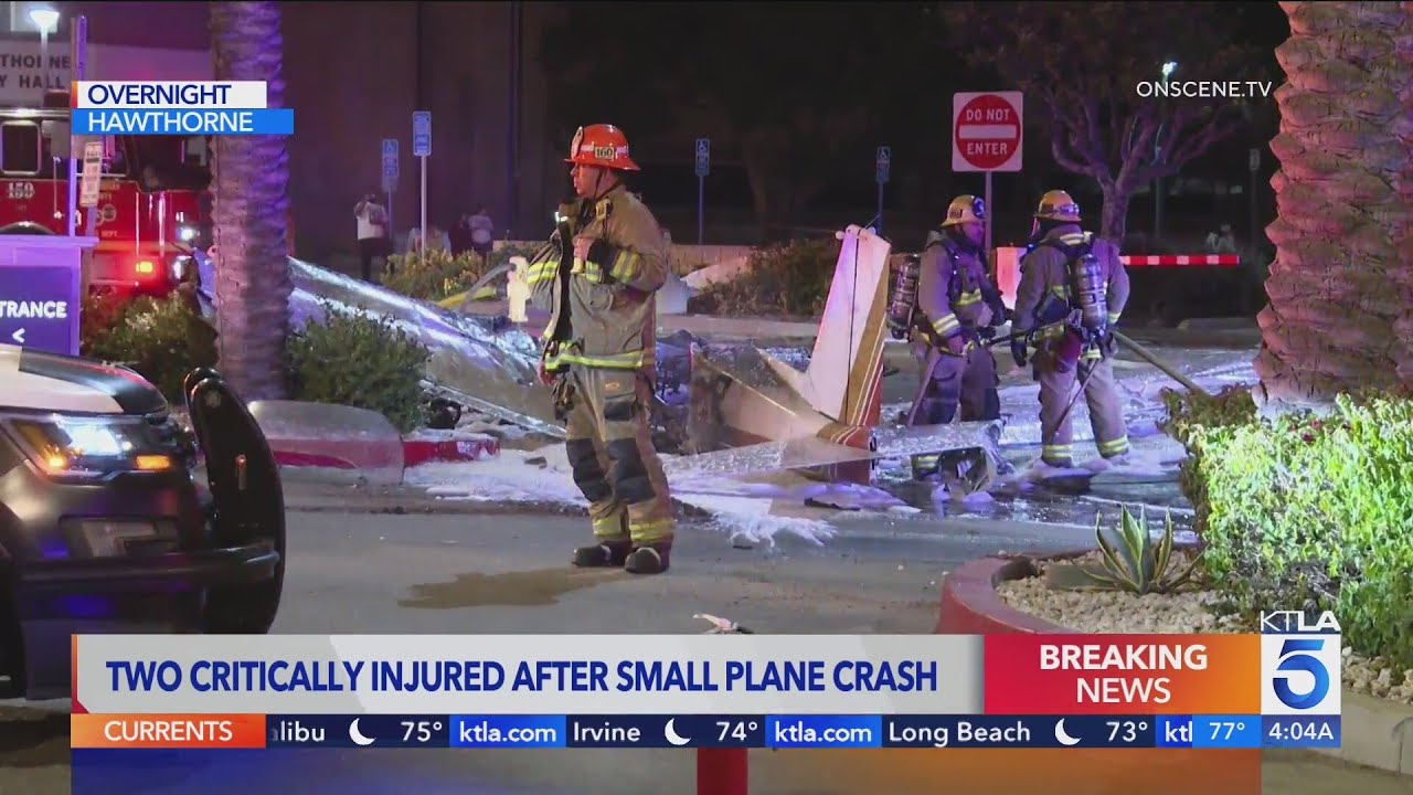 Plane crash lands on street, burst into flames in Hawthorne