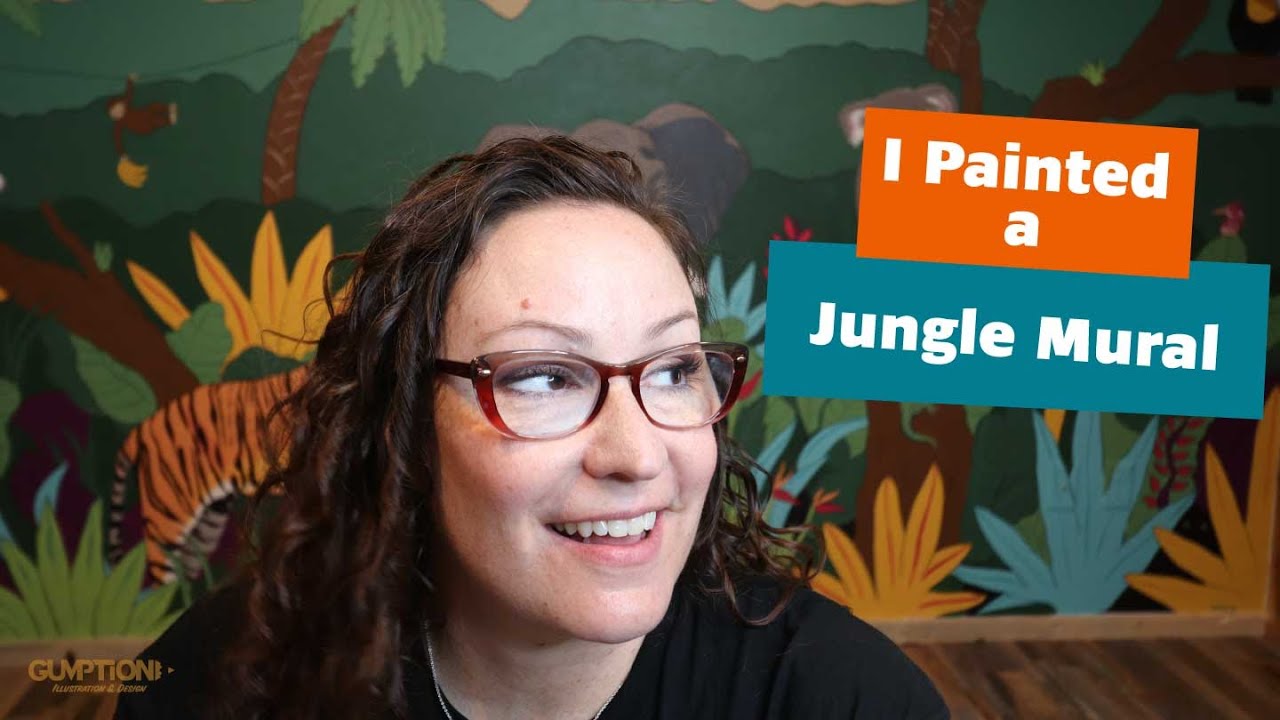 JUNGLE and BEACH PAINTED WALL MURAL TIME LAPSE