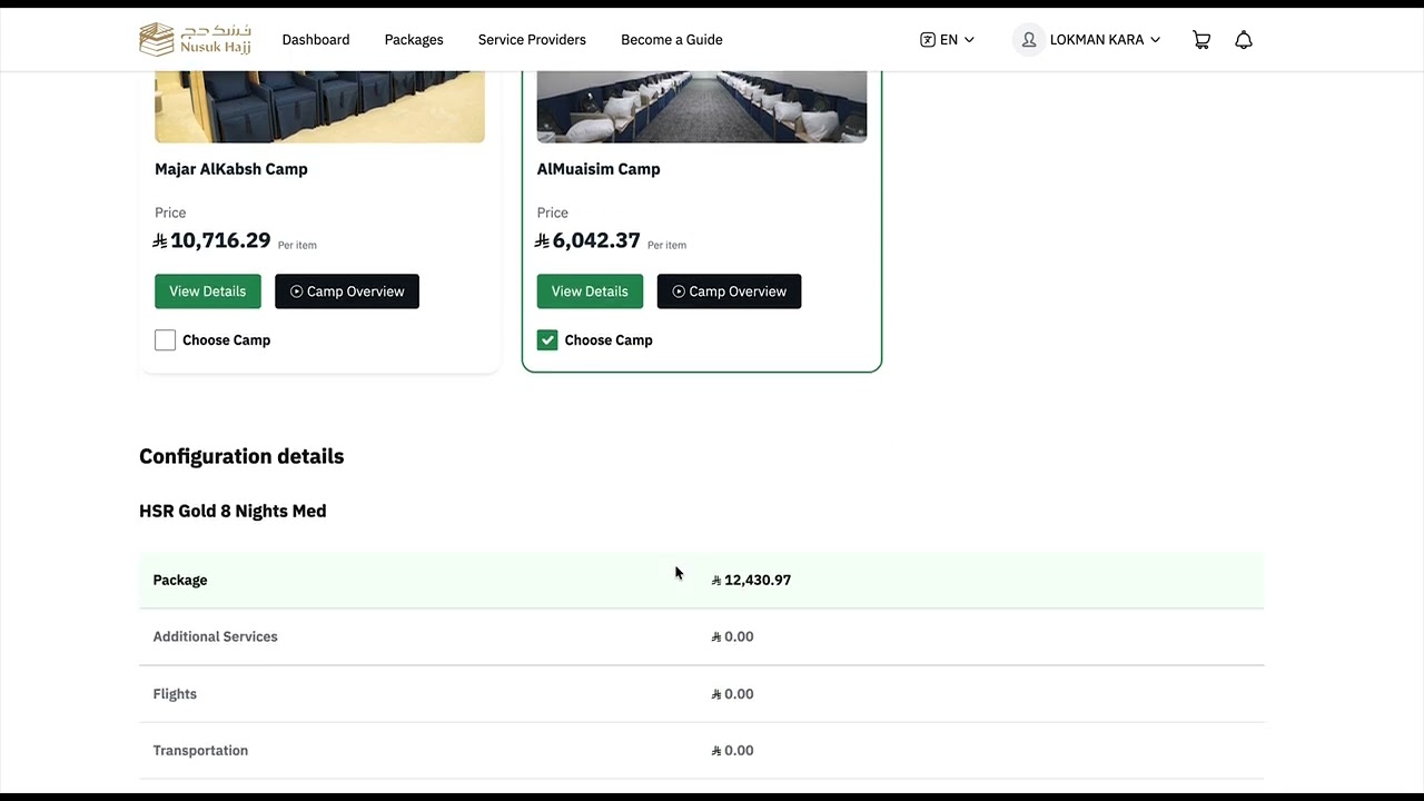 Nusuk Hajj 2026 Configuration Of HSR Gold 8nt Med Package