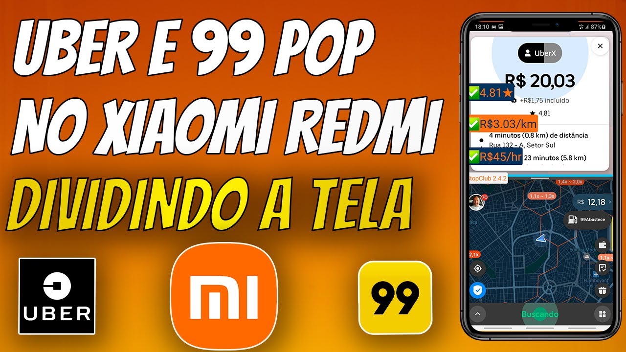COMO DIVIDIR A TELA DO CELULAR XIAOMI | Tela dividida com Uber e 99 Pop