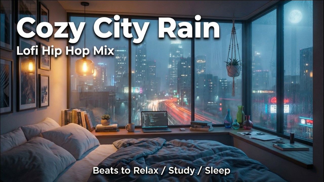 Cozy City Rain ☔ Lofi Hip Hop Mix ~ Beats to Relax / Study / Sleep [ Big City Night Vibes ]