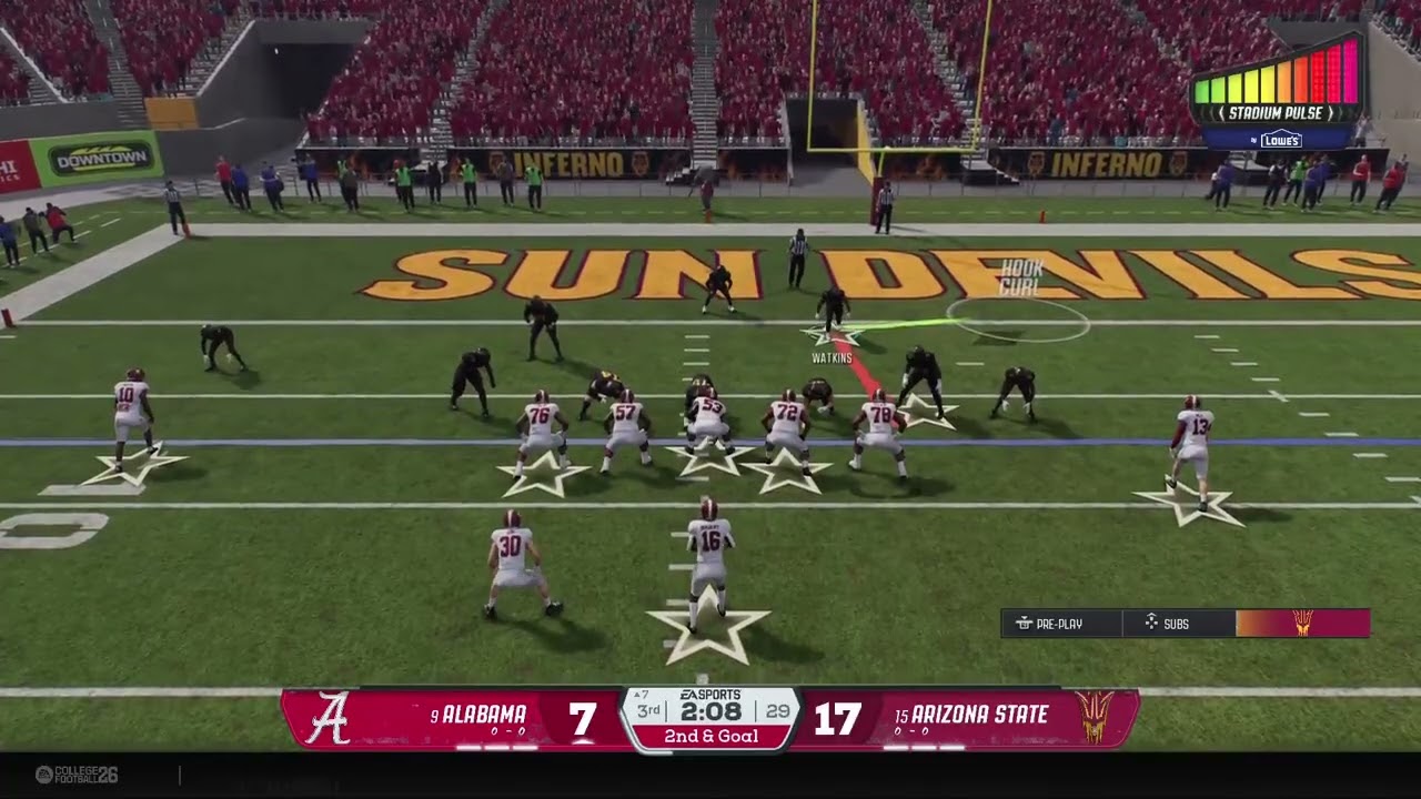 Volk records his second receiving TD on the day with a 7 yd strike from Bradbury to bring the Crimso