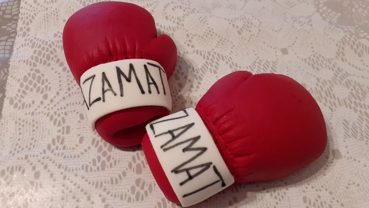 Боксёрские перчатки из мастики /Boxing gloves fondant cake topper/