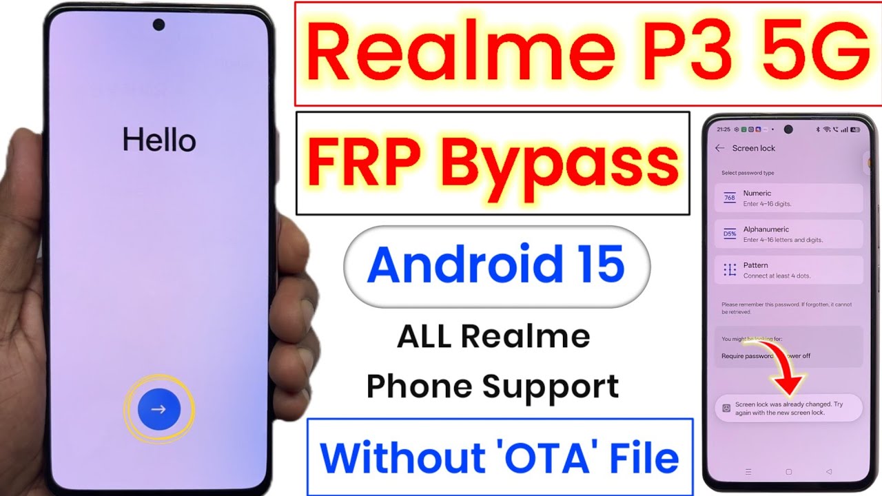 Realme P3 5G FRP Bypass | Android 15 FRP Unlock | Screen Lock Already Changed Fixed | ALL Realme FRP