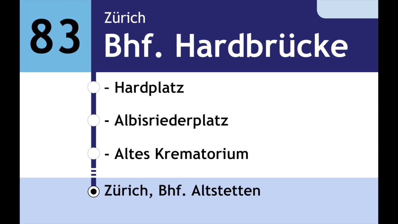VBZ Ansagen • 83 Milchbuck – Zürich Bahnhof Altstetten