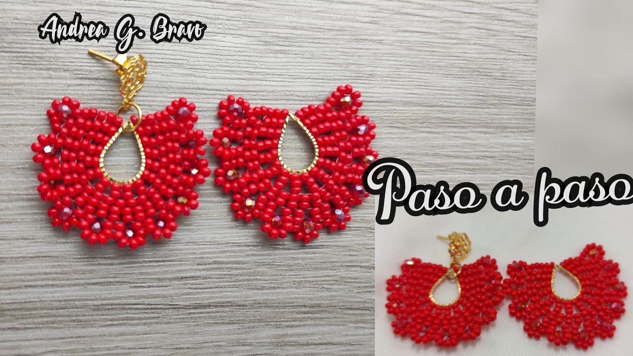 🔴DIY-ARETES ESTILO GOTA EN MOSTACILLA Y MURANO( MUY FÁCIL)❤️