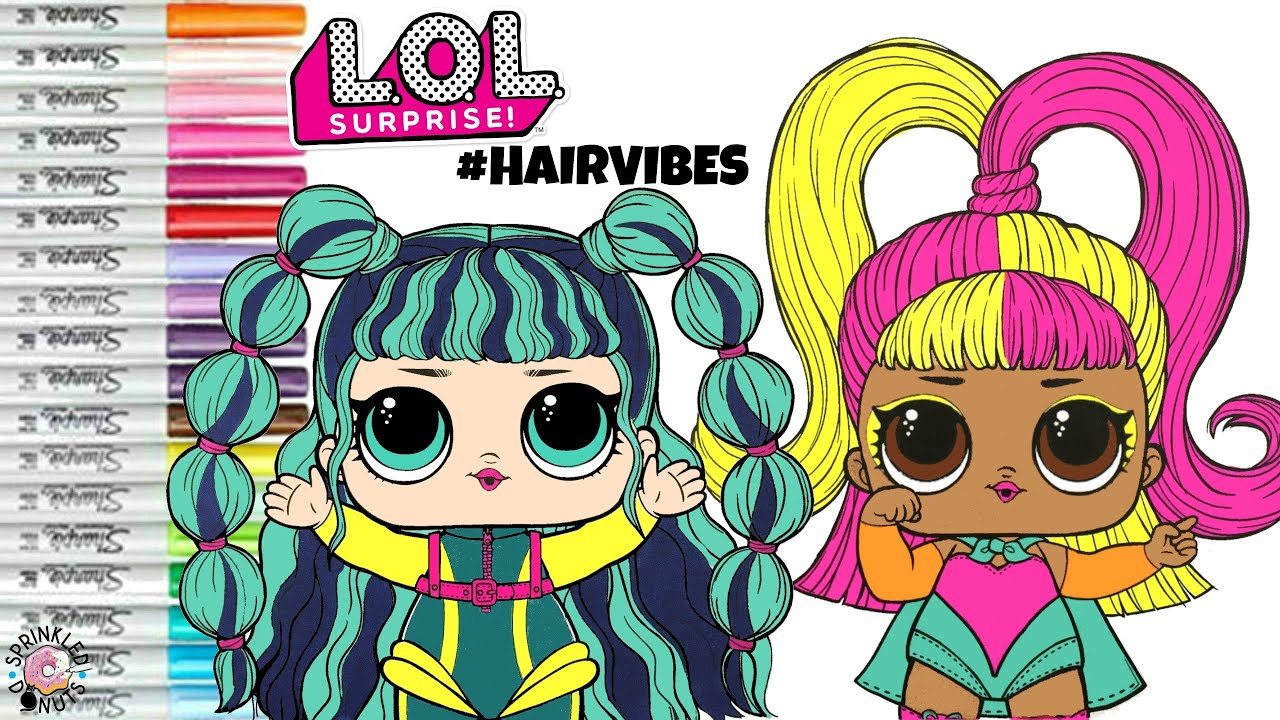 LOL Surprise Coloring Book Page HAIRVIBES Scuba Babe and Glow GRRRL LOL Surprise NEW Dolls