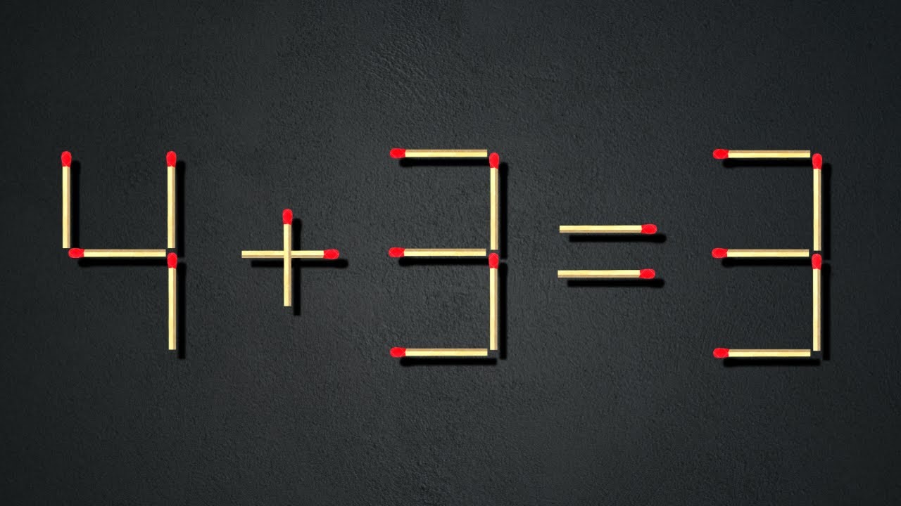 Turn the wrong equation into correct | Matchstick Puzzle 4+3=3