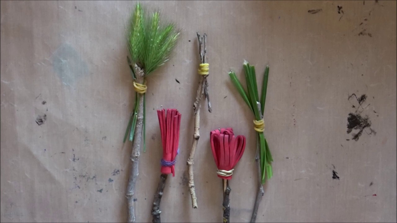 Mark making with homemade brushes