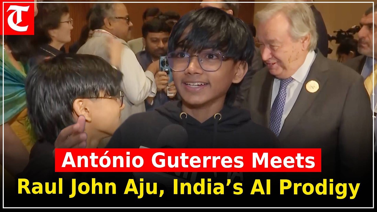 Ant&oacute;nio Guterres Meets AI Prodigy Raul John Aju:&ldquo;I&rsquo;m the AI Kid of India, Trained 1.5 Lakh Students&rdquo;