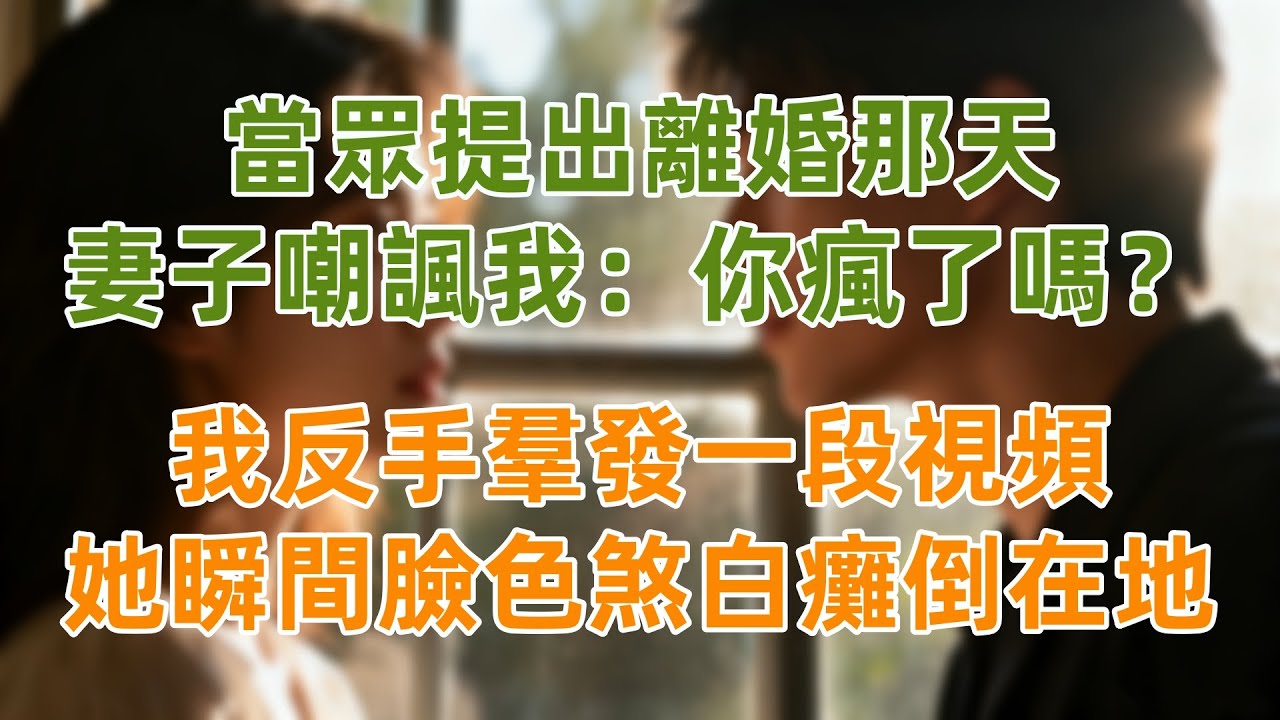 當眾提出離婚那天，妻子嘲諷我：你瘋了嗎？我反手羣發一段視頻，她瞬間臉色煞白癱倒在地