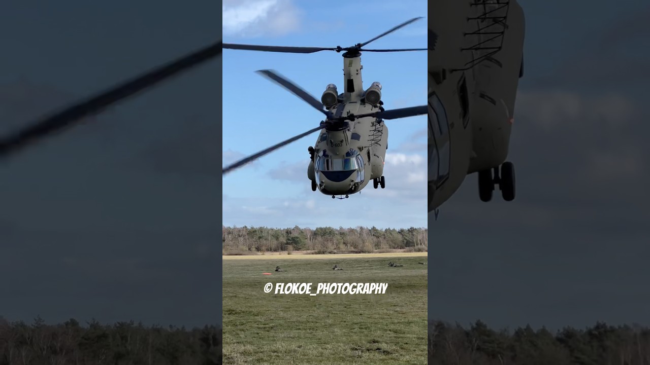 RNLAF 🇳🇱 CH-47F Chinook - Extreme low overhead TakeOff #helicopter #chinook #military #takeoff #ch47