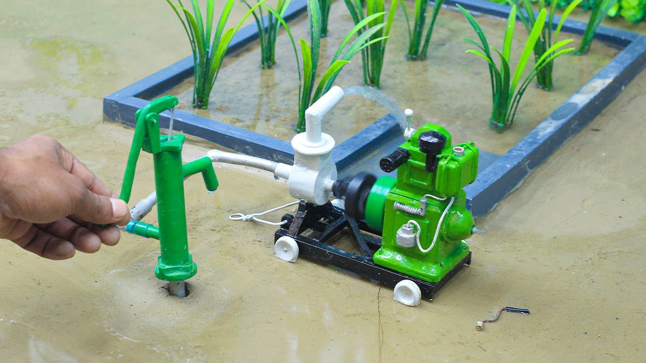 Diy Mini Tractor Builds Hand Pump | Brick Construction Project | Village Water Supply | @topminigear