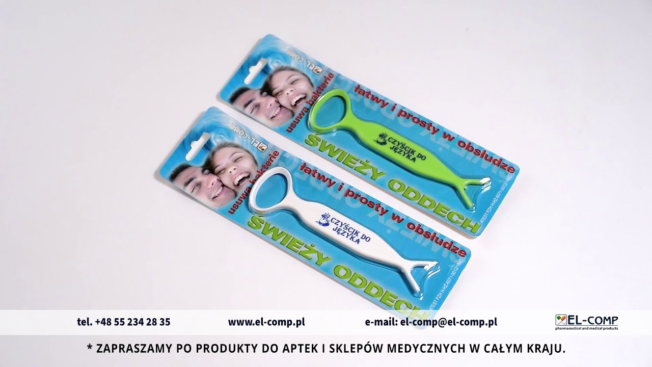 CZYŚCIK DO JĘZYKA Z UCHWYTEM NA NIĆ DENTYSTYCZNĄ firmy EL-COMP