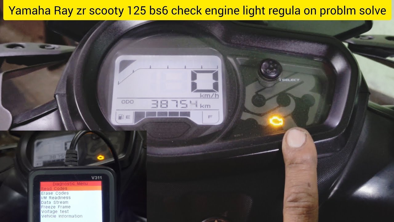 Yamaha Ray zr scooty 125 bs6 check engine light regular ON problm solve |engine light on solution 😱