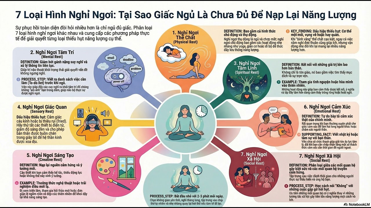 7 Loại Hình Nghỉ Ngơi - Tại sao giấc ngủ là chưa đủ để nạp năng lượng