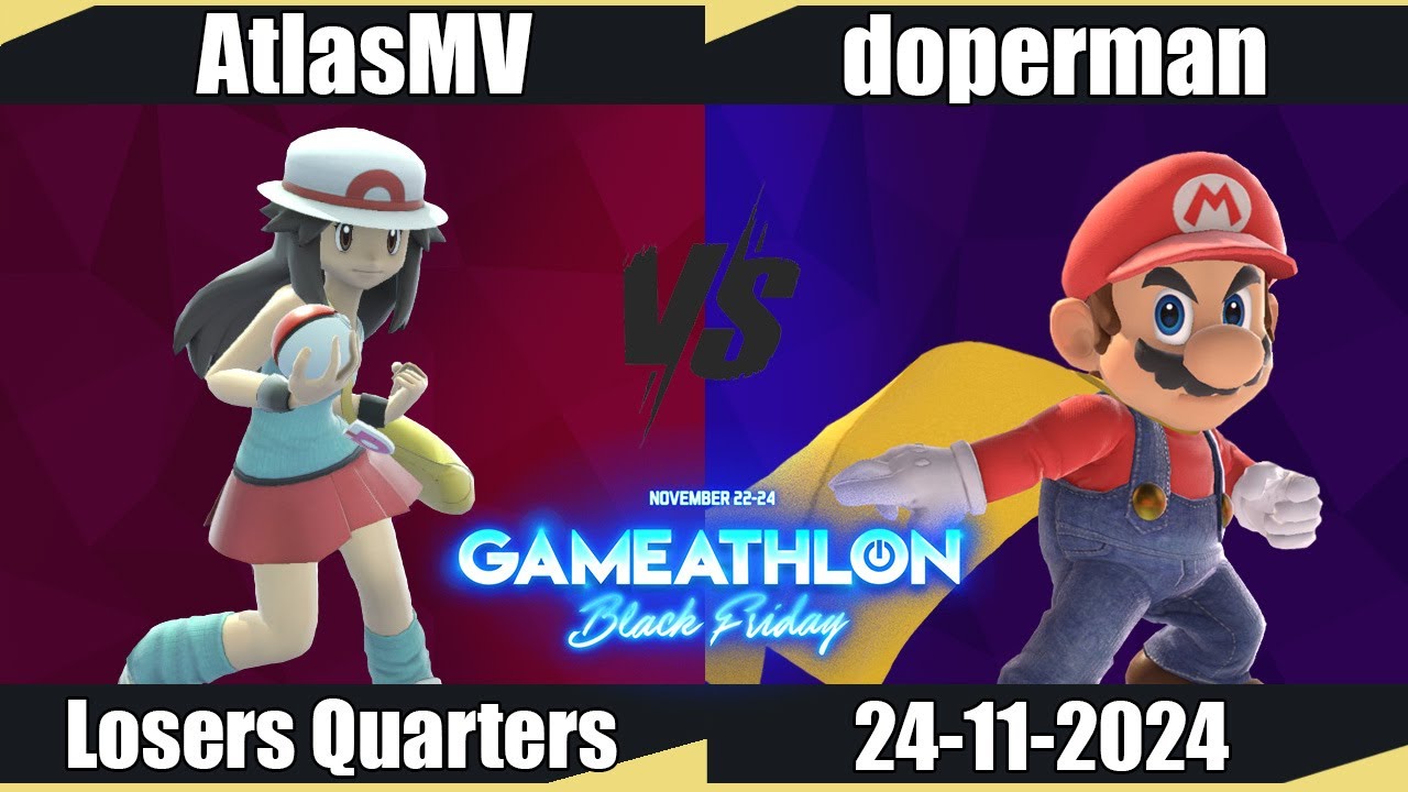Gameathlon Black Friday - AtlasMV (Pokemon Trainer) vs doperman (Lucina, Mario) LQ - SSBU