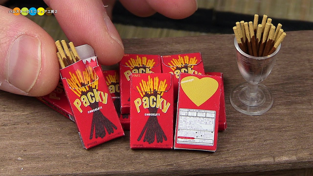 DIY Fake food - Glico Style Miniature Pocky　グリコポッキー風のミニチュアスティック菓子作り