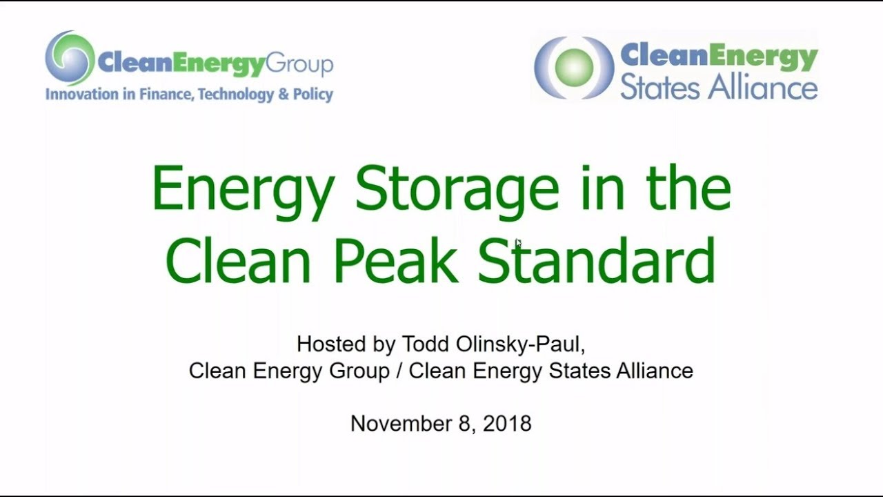 Energy Storage in the Clean Peak Standard (11.8.2018)