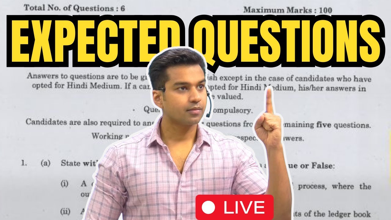 MOST EXPECTED QUESTIONS ️‍🔥 Paper 1 Accounts | CA Foundation Jan 2025 | CA parag Gupta LIVE