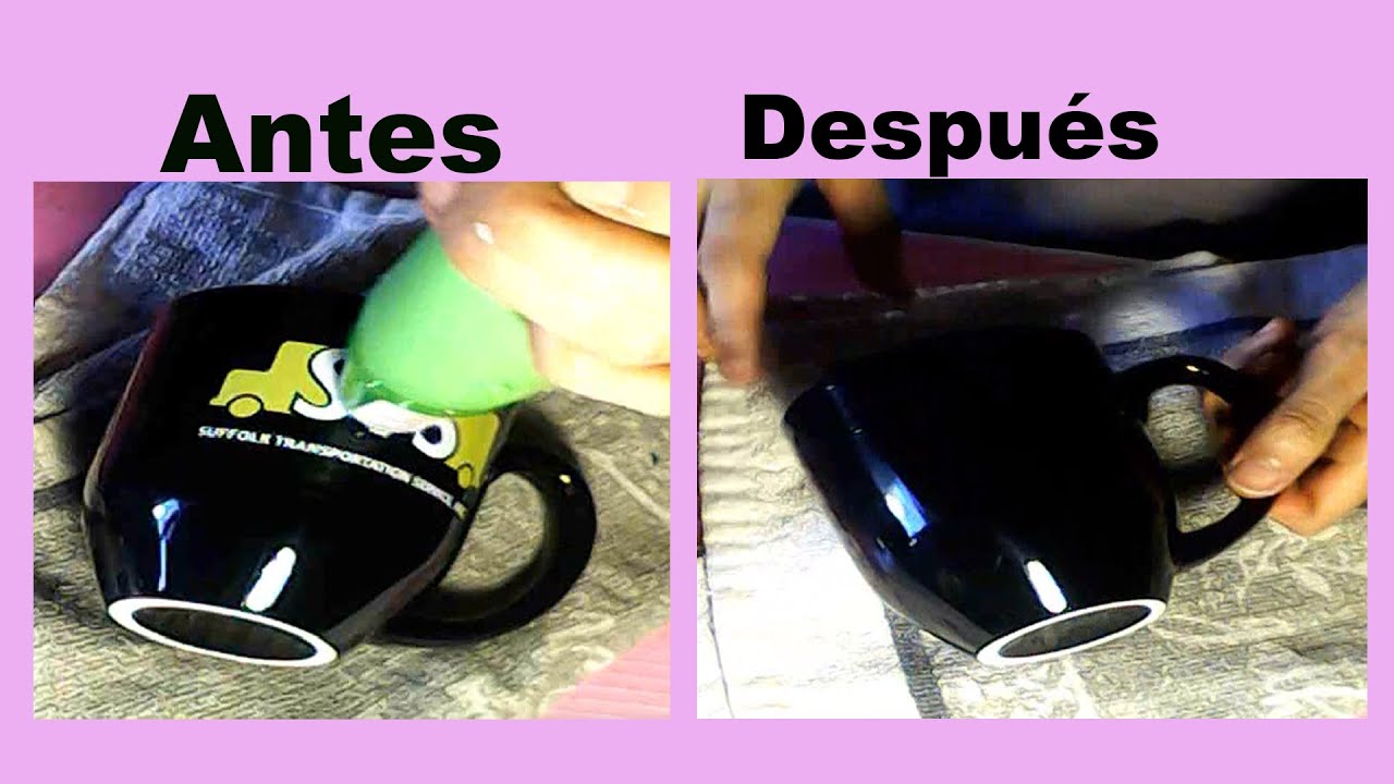 Como quitar estampado de una  taza con diseño de promoción y mal sublimada