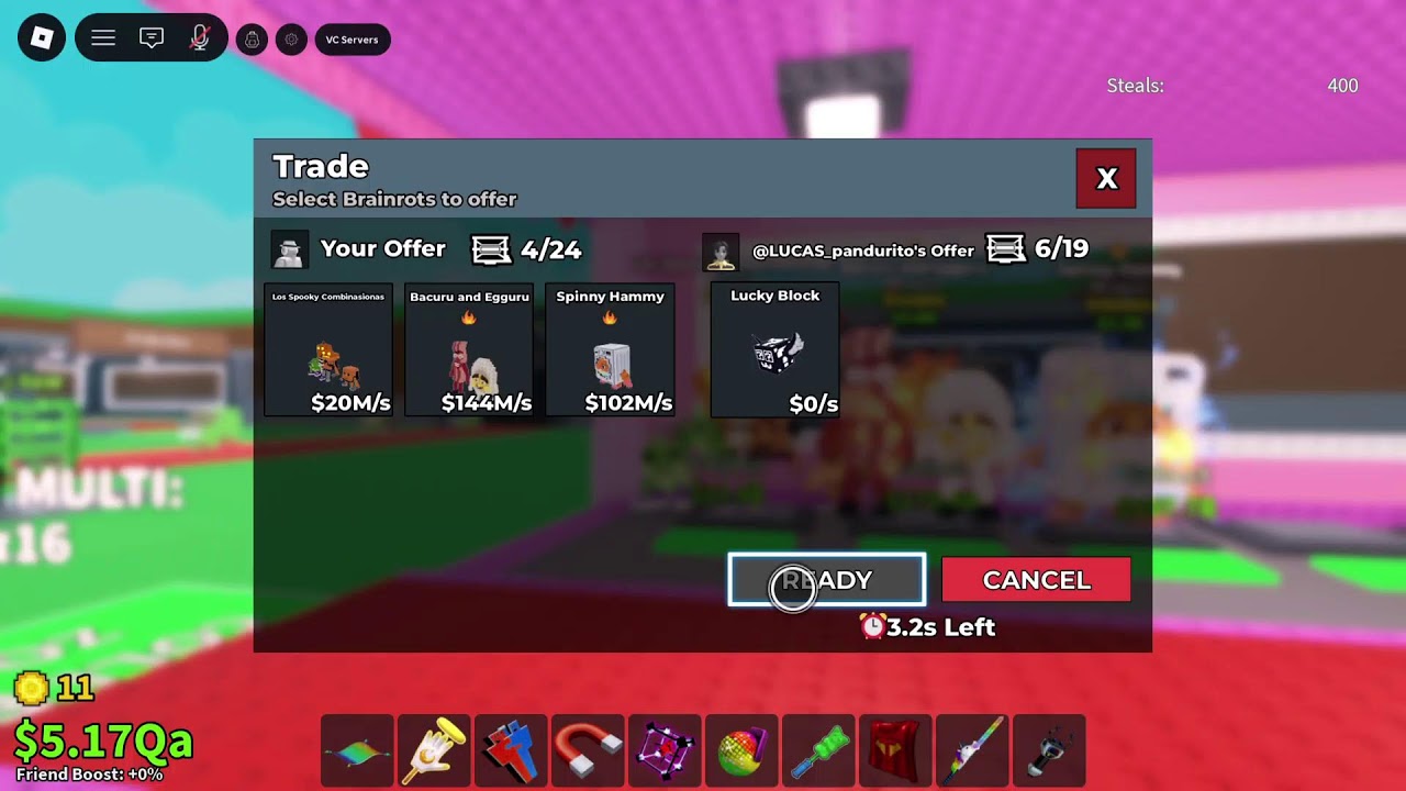Steal a brainrot trading live