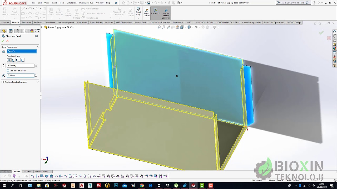 SolidWorks Sac Metal - Bilgisayar G&uuml;&ccedil; Kaynağı Kasası Par&ccedil;a Tasarımı 2.B&ouml;l&uuml;m