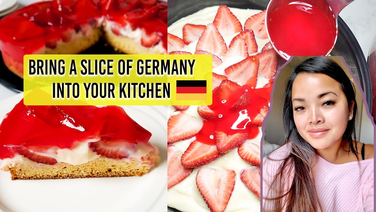 Strawberry Vanilla Pudding Cake (Erdbeerkuchen mit Vanillepudding)
