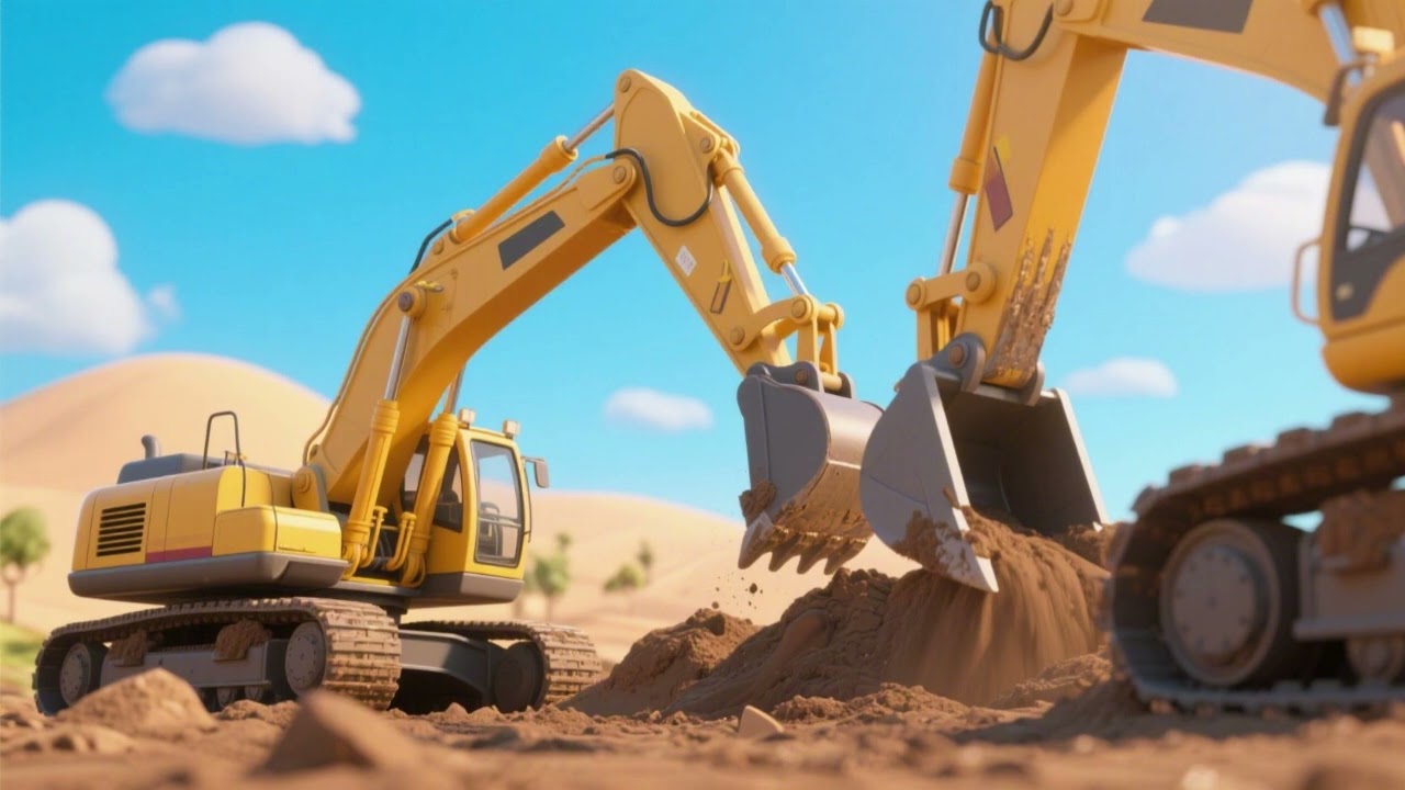 Excavators Dig! 🚧 | Big Machines at Work | Fun Kids Song