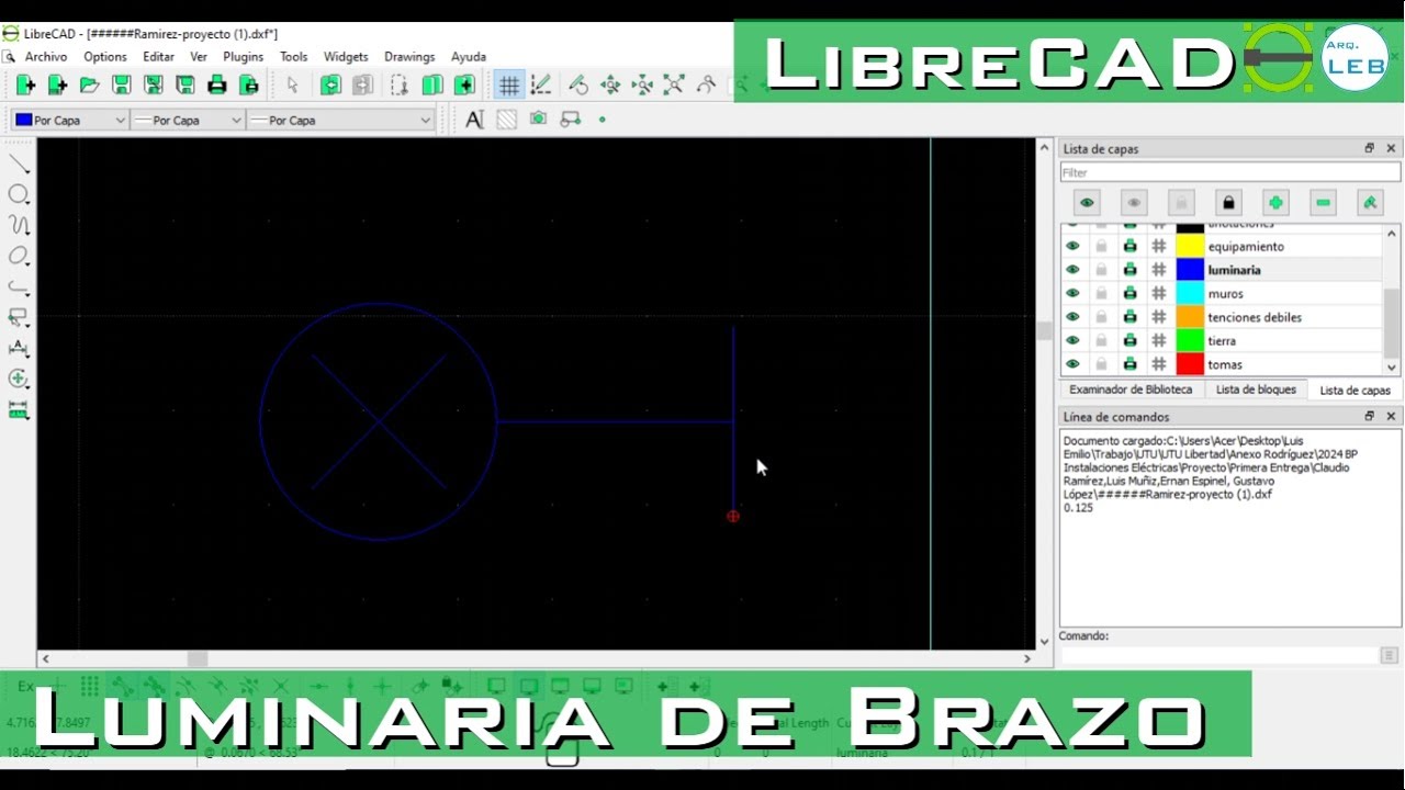 [LibreCAD]-Dibujando Símbolo para Luminaria de Brazo