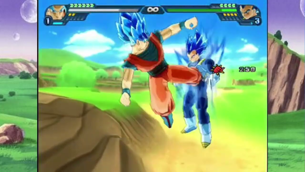 goku ssj blue evoltution vs vegeta ssj blue evolution (dbz bt3 mod)