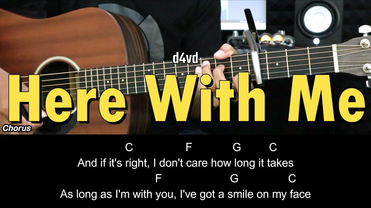 Here With Me - d4vd | EASY Guitar Tutorial - Chords / Lyrics - Guitar Lessons